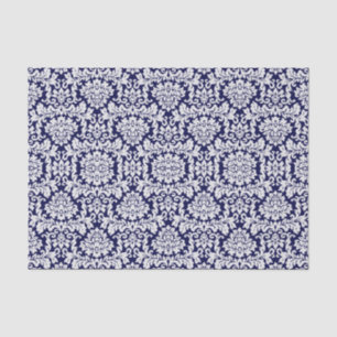 donkerblauw Floral Damask Tissuepapier