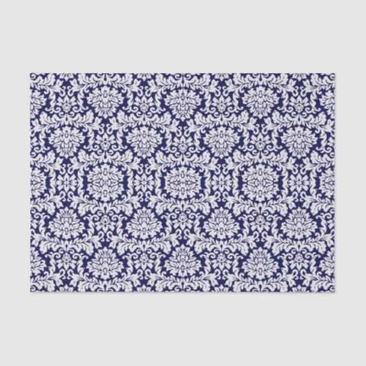 donkerblauw Floral Damask Tissuepapier (Voorkant)
