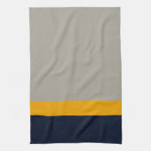 Donkerblauw, geel, grijs gestreept theedoek (Verticaal)