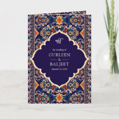 Donkerblauw geel Ikat All in One Sikh Wedding (Voorkant)