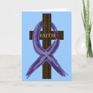 Donkerblauw gekleurd Colon Cancer Ribbon op Cross Kaart