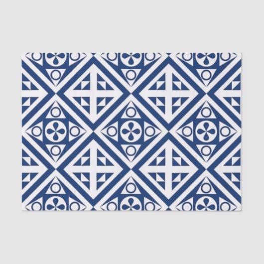 Donkerblauw Geometrisch Blok Tissuepapier (Voorkant)