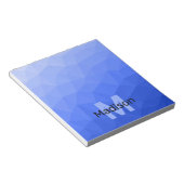 Donkerblauw geometrisch meshpatroon Monogram Notitieblok (Schuin)