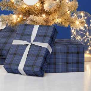 Donkerblauw geplakt cadeaupapier