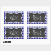 Donkerblauw Gingham; krijtbord look Rechthoekige Sticker (Vel)