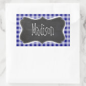 Donkerblauw Gingham; krijtbord look Rechthoekige Sticker (Tas)