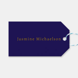 Donkerblauw & Goud Cute Minimalistisch Eigen Naam Cadeaulabel