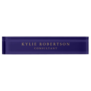 Donkerblauw Goud Kleuren Professionele Trendy Mode Naambordje