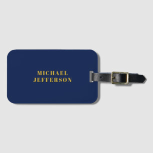 Donkerblauw & Goud Minimalistisch Eenvoudig Modern Bagagelabel