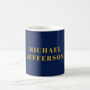 Donkerblauw & Goud Minimalistisch Eenvoudig Modern Koffiemok
