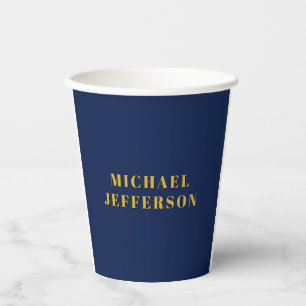 Donkerblauw & Goud Minimalistisch Eenvoudig Modern Papieren Bekers