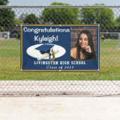 Donkerblauw, gouden en witte Afstuderen Spandoek (Insitu)
