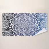 Donkerblauw Gradient Mandala patroon Badhanddoek (Badhanddoek)