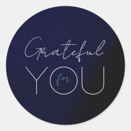 Donkerblauw "Grateful for you" Sticker
