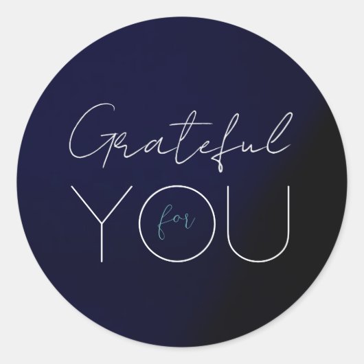 Donkerblauw "Grateful for you" Sticker (Voorkant)