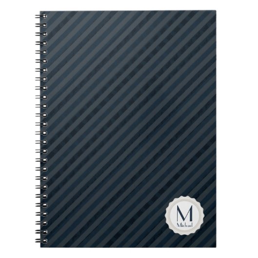 Donkerblauw & grijs, aangepast monogram notitieboek (Voorkant)