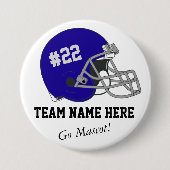 Donkerblauw Grijs Footballs Helm Button (Voorkant)