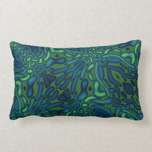 Donkerblauw groen decoratief patroon kussen