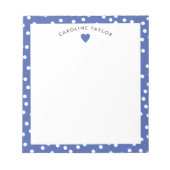 Donkerblauw Hart & Stippen Schattige Girly Custom Notitieblok (Voorkant)