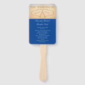 Donkerblauw hart strand bruiloft ceremoni programm handwaaier (Voorkant)