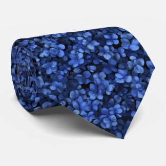 Donkerblauw Hydrangea Patroon Stropdas