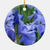 Donkerblauw Iris-Ornament Keramisch Ornament (Achterkant)