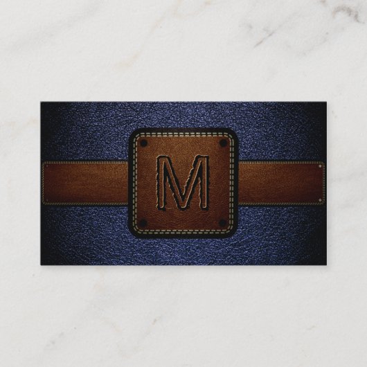 Donkerblauw leder Kijk bruin Monogram Visitekaartje (Voorkant)