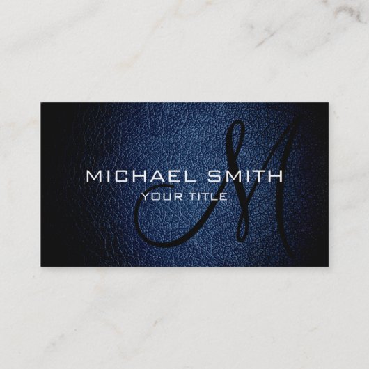 Donkerblauw leder visitekaartje (Voorkant)