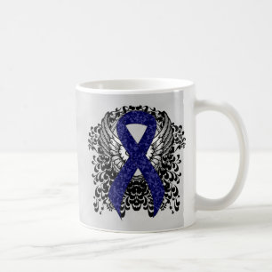 Donkerblauw lint met vleugels koffiemok