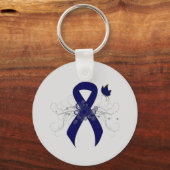 Donkerblauw lint met vlinder sleutelhanger (Voorkant)