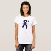 Donkerblauw lint met vlinder t-shirt (Voorkant volledig)
