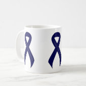 Donkerblauw lintsteunbewustzijn koffiemok (Voorkant links)