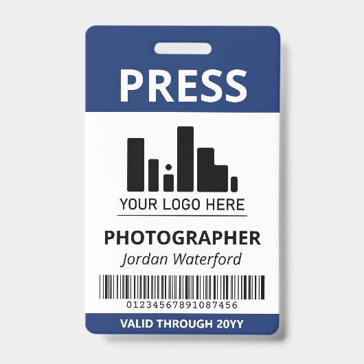 Donkerblauw Logo Bar Code Druk op ID Badge (Voorkant)