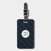 Donkerblauw Mannen Monogram Bagagelabel (Voorkant verticaal)