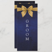 Donkerblauw met gouden boog gereserveerd stoelteke menu (Voorkant / Achterkant)