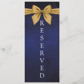 Donkerblauw met gouden boog gereserveerd stoelteke menu (Voorkant)