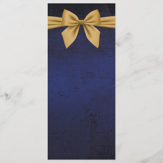 Donkerblauw met gouden boog gereserveerd stoelteke menu (Achterkant)