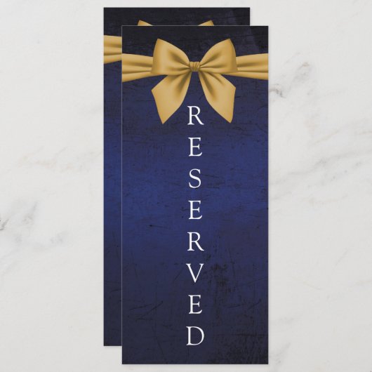 Donkerblauw met gouden boog gereserveerd stoelteke menu (Voorkant / Achterkant)