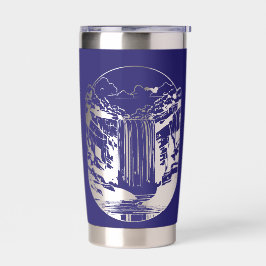 Donkerblauw met negatief ruimtewater Herfst Geïsoleerde Drinkbeker
