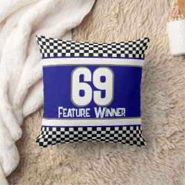 Donkerblauw met zwarte en witte cheque sport kussen