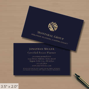 Donkerblauw Modern Gold Logo Visitekaartje
