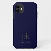 Donkerblauw modern minimalistisch eenvoudig monogr Case-Mate iPhone case (Achterkant)