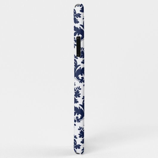 Donkerblauw op wit damaspatroon Case-Mate iPhone case (Achterkant/rechts)