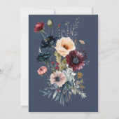 Donkerblauw Ovaal Bloemen Lijst Bruids Brunch Kaart (Achterkant)