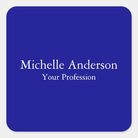 Donkerblauw Professioneel Minimalistisch Modern Pl Vierkante Sticker (Voorkant)