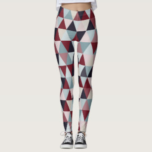 Donkerblauw Rood en Beige Driehoeken B Leggings