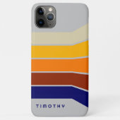 Donkerblauw rood Sinaasappel wit streepjespatroon Case-Mate iPhone Case (Achterkant)