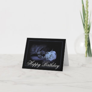 Donkerblauw Roos Gothic  Happy Birthday Kaart