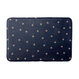 Donkerblauw & Roze Goud Roze Glitterige Sterren St Badmat