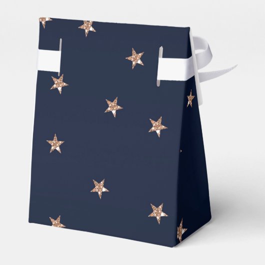 Donkerblauw & Roze Goud Roze Glitterige Sterren St Bedankdoosjes (Achterkant)